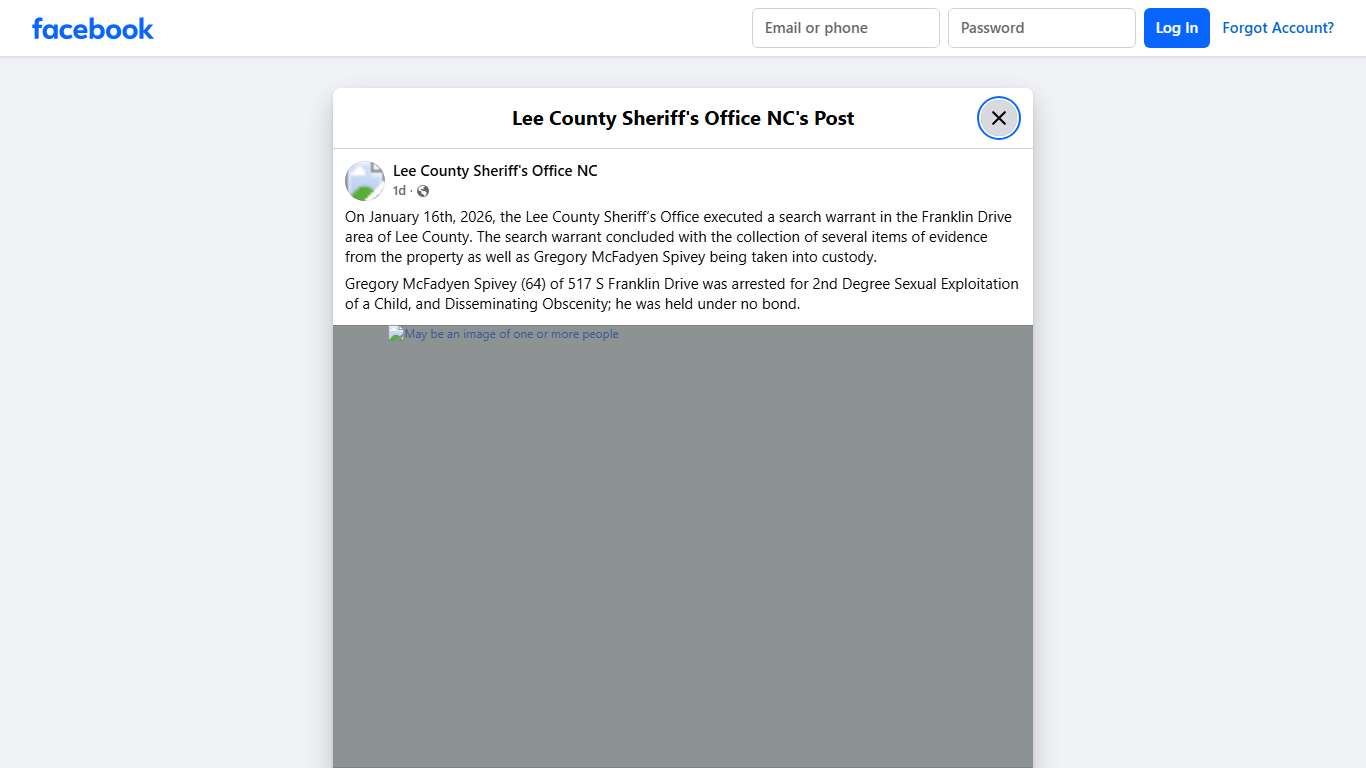 On January 16th, 2026,... - Lee County Sheriff's Office NC | Facebook